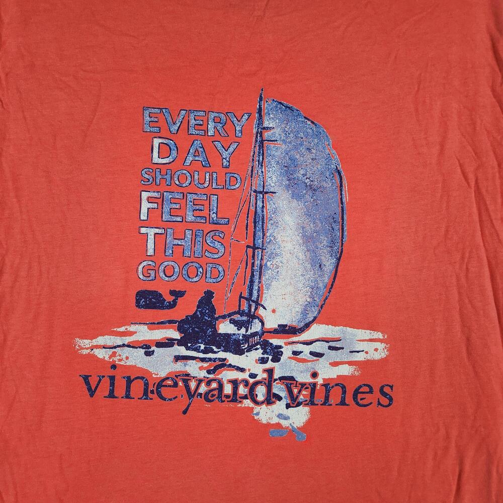 Vineyard Vines Shirt Mens Medium Pink Sailboat Pocket Flag Graphic Nautical Logo